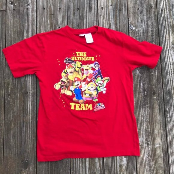 Vintage Nintendo Gamecube Super Mario Super Sluggers Red Full Crew Promo T shirt